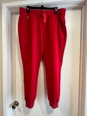 SOLD. FIGS Red Jogger Scrub Pants Size L Technical Collection
